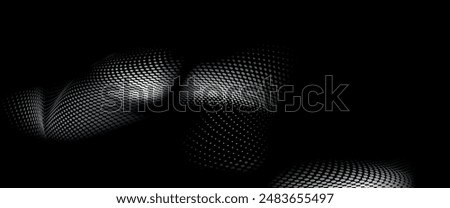 Black white dot wave technology texture background. Abstract digital big data concept