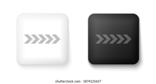 Black and white Dots arrow icon isolated on white background. Square button. Vector.