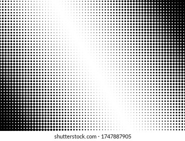 Fondo de puntos blancos y negros. Resumen del fondo de Grunge. Superposición de problemas monocromo. Textura de degradado de diseño. Ilustración del vector