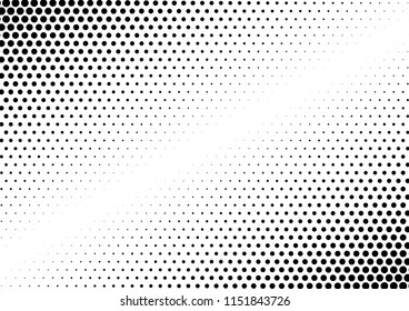 Fondo de puntos negros y blancos. Textura de punto medio. Patrón de degradado. Vieja Superposición Moderna. Ilustración del vector