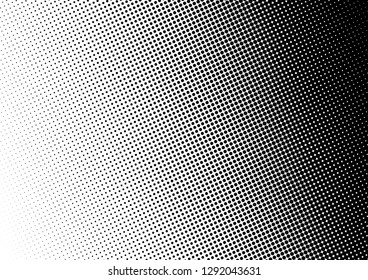 Black and White Dots Background. Monochrome Gradient Backdrop. Distressed Pop-art Pattern. Grunge Fade Texture. Vector illustration