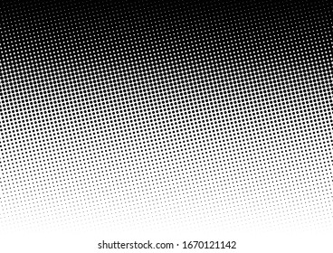 Hintergrund schwarz-weißer Punkte. Abstrakter Pop-Art Hintergrund. Halftone Textur gestört. Farbverlauf-Muster. Vektorillustration
