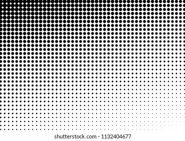 Black and White Dots Background. Vintage Pop-art Backdrop. Gradient Texture. Points Modern Overlay. Vector illustration