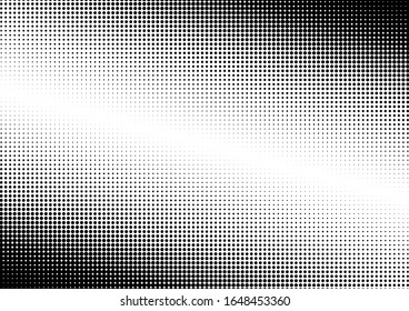 Fondo de puntos negros y blancos. Fondo con problemas de época. Patrón de puntos. Textura de semitonos gruesa. Ilustración del vector