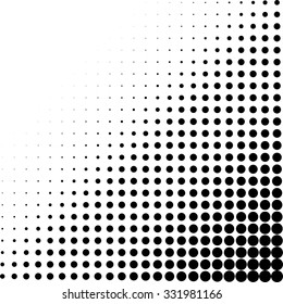 Black and white dots halftone pattern corner