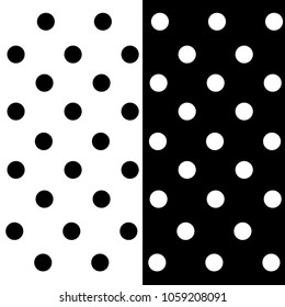 Black and white dots on black white background. Vector.