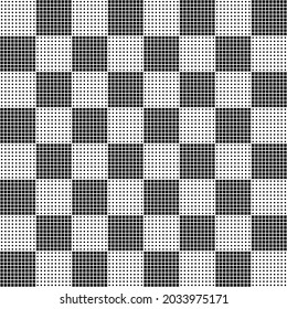 Black and white dotted cells. Chess board dotted ornament.