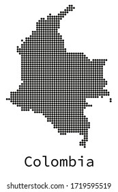 Black and white dotted detailed Colombia map vector