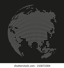 Black and white dotted globe