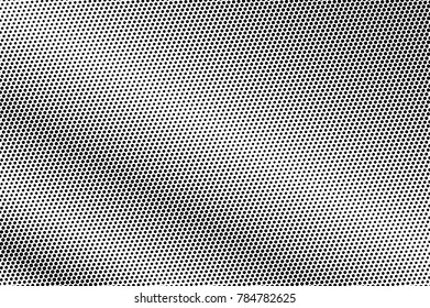 Black and white dotted gradient. Contrast half tone vector background. Micro dotted halftone. Monochrome retro texture. Black ink dot on transparent backdrop. Pop art dotwork. Abstract backdrop