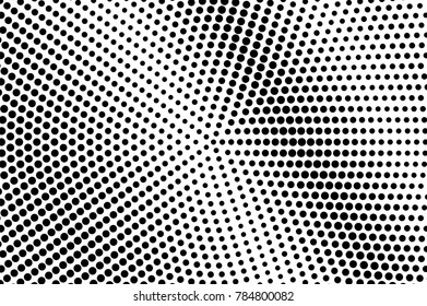 Black and white dotted gradient. Contrast half tone vector background. Grungy dotted halftone. Monochrome retro texture. Black ink dot on transparent backdrop. Pop art dotwork. Abstract backdrop
