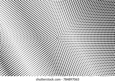 Black and white dotted gradient. Contrast half tone vector background. Textured dotted halftone. Monochrome retro texture. Black ink dot on transparent backdrop. Pop art dotwork. Abstract backdrop
