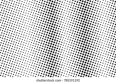 Black and white dotted gradient. Distressed half tone vector background. Detailed dotted halftone. Monochrome retro texture. Black ink dot ornament.. Pop art dotwork template. Abstract dotted backdrop