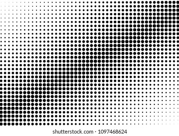 Black and White Dotted Halftone Background. Grunge Fade Overlay. Distressed Pattern. Monochrome Abstract Texture. Vector illustration
