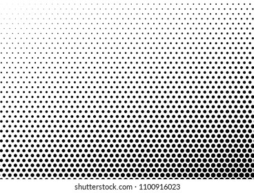 Black and White Dotted Halftone Background. Grunge Dots Overlay. Monochrome Pattern. Distressed Backdrop. Vector illustration