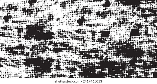 Black and white dotted halftone background.