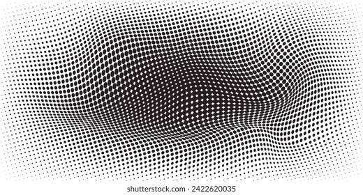 Black and white dotted halftone background.
