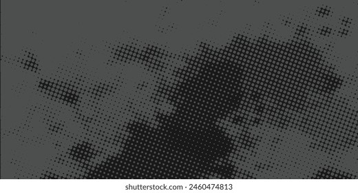 Black and white dotted halftone background.