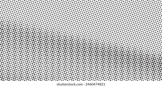 Black and white dotted halftone background.