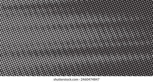 Black and white dotted halftone background.