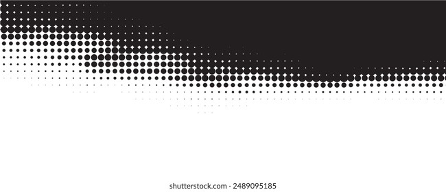 Black and white dotted halftone background.