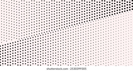 Fundo de meio-tom pontilhado preto e branco, ilustração vetorial, pontos quadrados modernos.