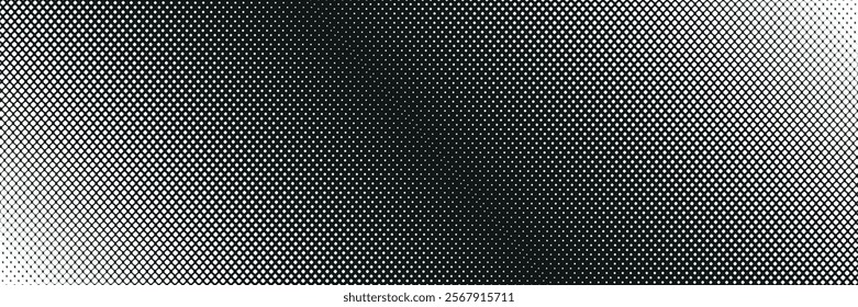 Black and white dotted halftone background. Black fading comic pop art overlay backdrop.