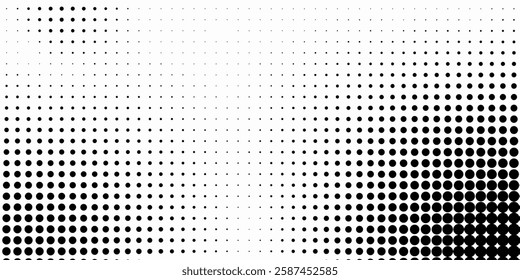 Black and white dotted halftone background.