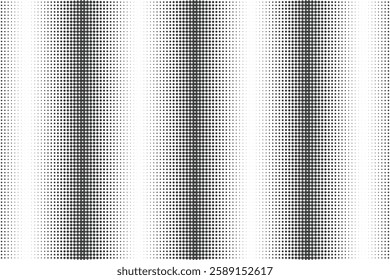 Black and white dotted halftone background.