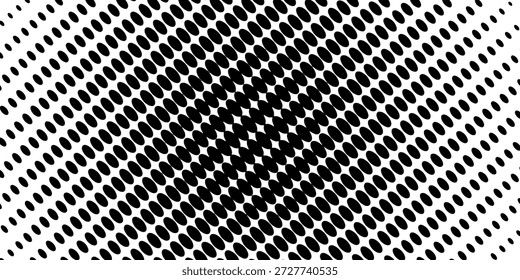Black white dotted halftone background. Halftone pattern. Black dot on transparent overlay. Monochrome dotted vector illustration. Vintage horizontal halftone gradient.