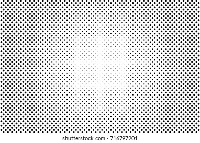 Black white dotted halftone background. Halftone pattern. Black dot on transparent overlay. Monochrome dotted vector illustration. Vintage horizontal halftone gradient. Pop art dotted texture