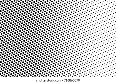 Black white dotted halftone background. Halftone pattern. Black dot on transparent overlay. Monochrome dotted vector illustration. Vintage horizontal halftone gradient. Pop art dotted texture