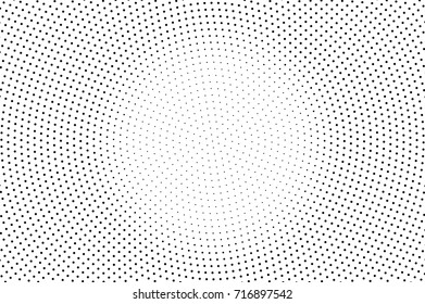 Black white dotted halftone background. Halftone pattern. Black dot on transparent overlay. Monochrome dotted vector illustration. Vintage horizontal halftone gradient. Pop art dotted texture