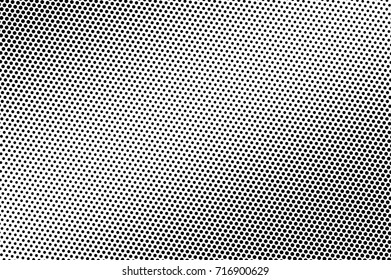 Black white dotted halftone background. Halftone pattern. Black dot on transparent overlay. Monochrome dotted vector illustration. Vintage horizontal halftone gradient. Pop art dotted texture