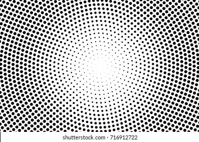 Black white dotted halftone background. Halftone pattern. Black dot on transparent overlay. Monochrome dotted vector illustration. Vintage horizontal halftone gradient. Pop art dotted texture