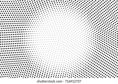 Black white dotted halftone background. Halftone pattern. Black dot on transparent overlay. Monochrome dotted vector illustration. Vintage horizontal halftone gradient. Pop art dotted texture