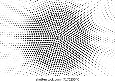 Black white dotted halftone background. Centered halftone pattern. Black dot on transparent overlay. Monochrome dotted vector illustration. Vintage horizontal halftone gradient. Pop art dotted texture