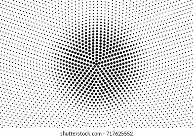 Black white dotted halftone background. Round halftone pattern. Black dot on transparent overlay. Monochrome dotted vector illustration. Vintage horizontal halftone gradient. Pop art dotted texture