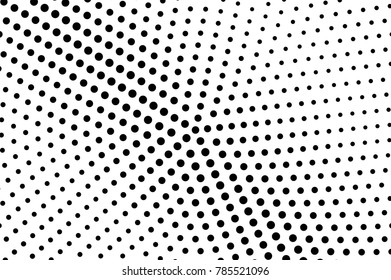 Black and white dotted halftone. Contrast half tone vector background. Distressed dotted gradient. Monochrome retro texture. Black ink dot ornament.. Pop art dotwork template. Abstract dotted backdrop