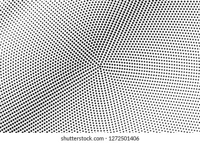 Black and white dotted halftone with diagonal gradient. Frequent vector texture. Vintage effect graphic decor. Retro dotted overlay. Monochrome halftone background or foreground. Perforated surface