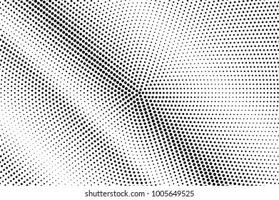 Black white dotted halftone. Half tone vector background. Striped diagonal dotted gradient. Abstract minimal texture. Black ink dot on transparent backdrop. Pop art dotwork. Retro design template