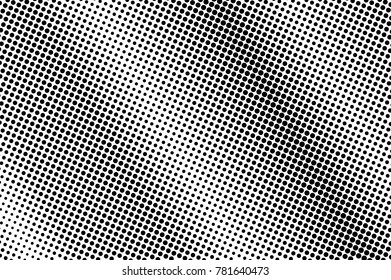Black and white dotted halftone. Half tone vector background. Dark striped dotted gradient. Abstract monochrome template. Black ink dots on transparent backdrop. Pop art dotwork. Retro design effect