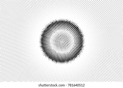 Black white dotted halftone. Half tone vector background. Dark spot dotted gradient. Abstract monochrome texture. Black ink dot on transparent backdrop. Pop art dotwork. Retro design template