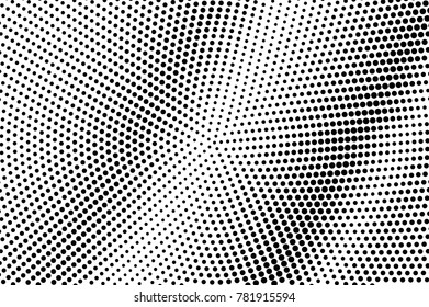 Black white dotted halftone. Half tone vector background. Perforated dotted gradient. Abstract monochrome texture. Black ink dot on transparent backdrop. Pop art dotwork. Retro design template