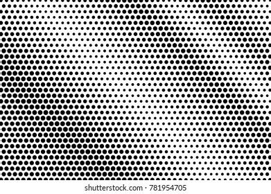 Black white dotted halftone. Half tone vector background. Smooth textured dotted gradient. Abstract monochrome texture. Black ink dot on transparent backdrop. Pop art dotwork. Retro design template