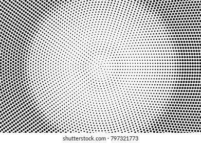 Black white dotted halftone. Half tone vector background. Round greyscale dotted gradient. Abstract minimal texture. Black ink dot on transparent backdrop. Pop art dotwork. Retro design template