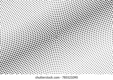 Black and white dotted halftone. Regular half tone vector background. Frequent dotted gradient. Monochrome retro texture. Black ink dot ornament.. Pop art dotwork template. Abstract dotted backdrop