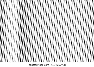 Black and white dotted halftone vector background. Light dotted texture with diagonal gradient. Vintage effect graphic decor. Retro dotted overlay. Monochrome halftone texture. Perforated surface
