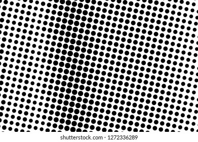 Black and white dotted halftone vector background. Polka dot texture with subtle gradient. Vintage effect graphic decor. Retro dotted overlay. Monochrome halftone texture. Perforated surface