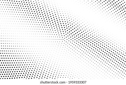 Black and white dotted halftone vector background. Black and white vector halftone. Subtle halftone digital texture. Faded dotted gradient. Comic effect overlay. Retro dot pattern on transparent back.